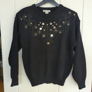 Vintage Jamie Scott Knit Sweater with Embroidery Mirror  Embellishments Boho